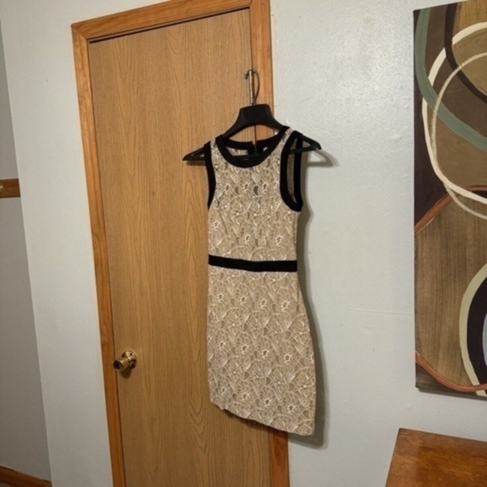 BCBG Paris Size 0 w/Floral Lace Print Sleeveless Knee-Length Sheath Dress - EUC